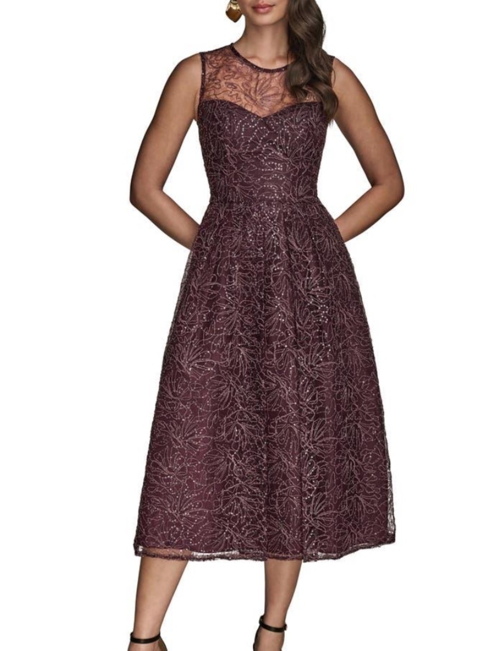 Donna Karan Sleevless Sequin Midi Cocktail Dress